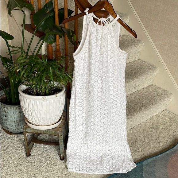 A New Day White Lace Eyelet Boho Halter Midi Dress - Picture 2 of 13